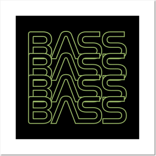 Bass Repeated Text Yellow Green Posters and Art